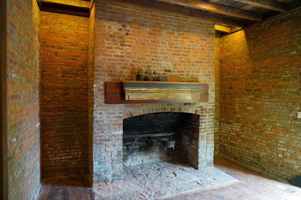 The fireplace in the kitchen